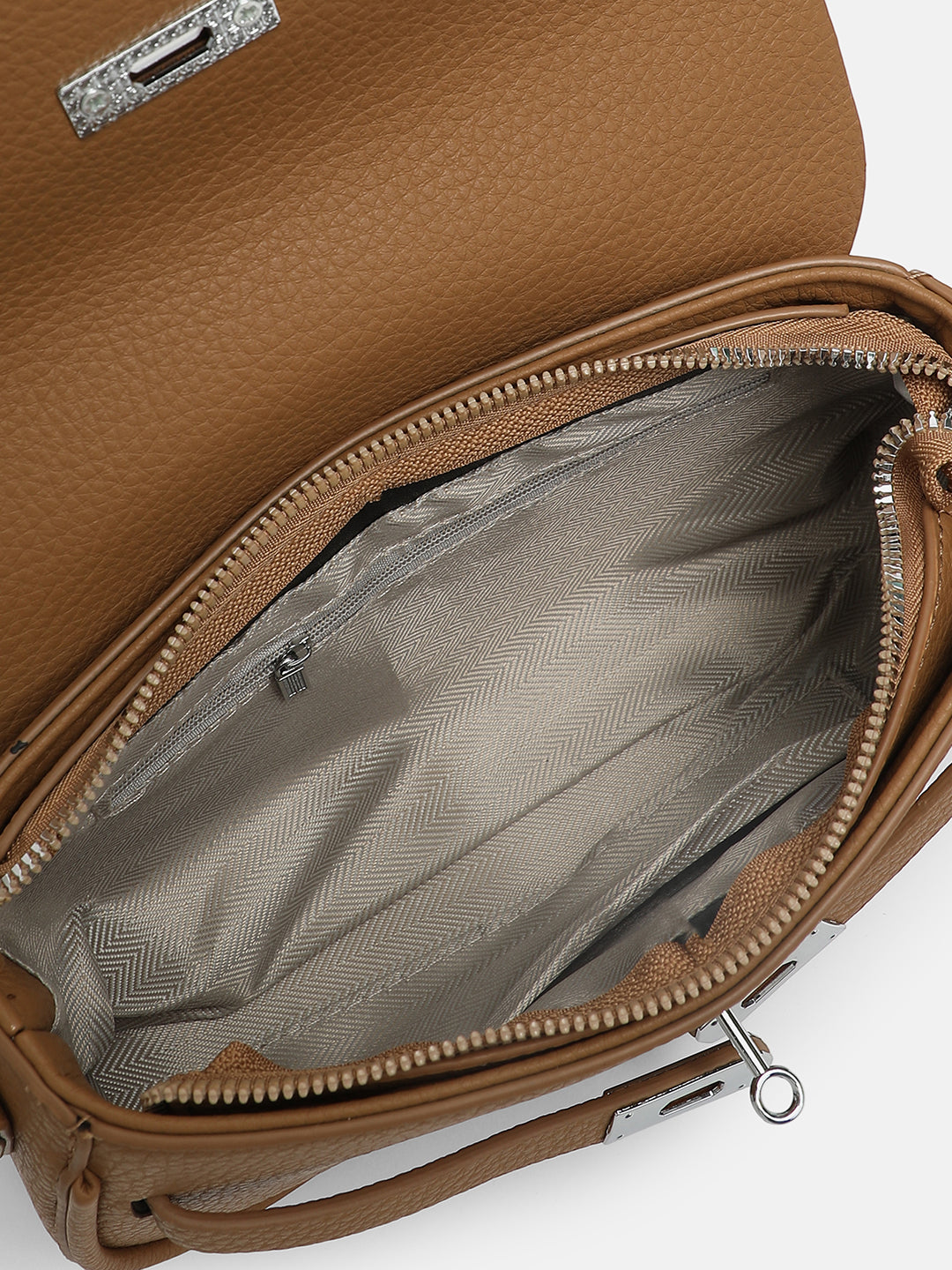 The Overlap-Curve Sling Bag With Pouch - Tan Brown