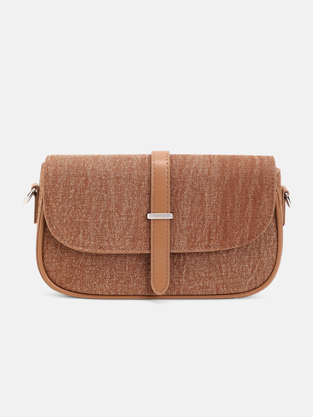 The Ribbed-Structured Sling Bag With Pouch - Peanut Brown