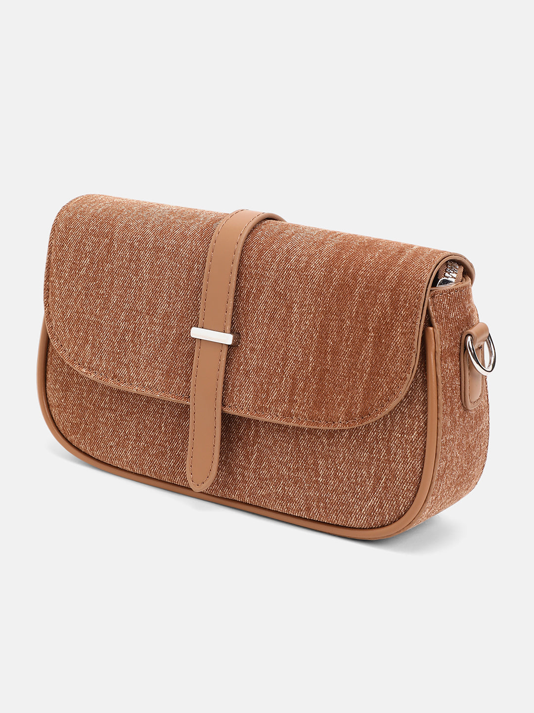 The Ribbed-Structured Sling Bag With Pouch - Peanut Brown