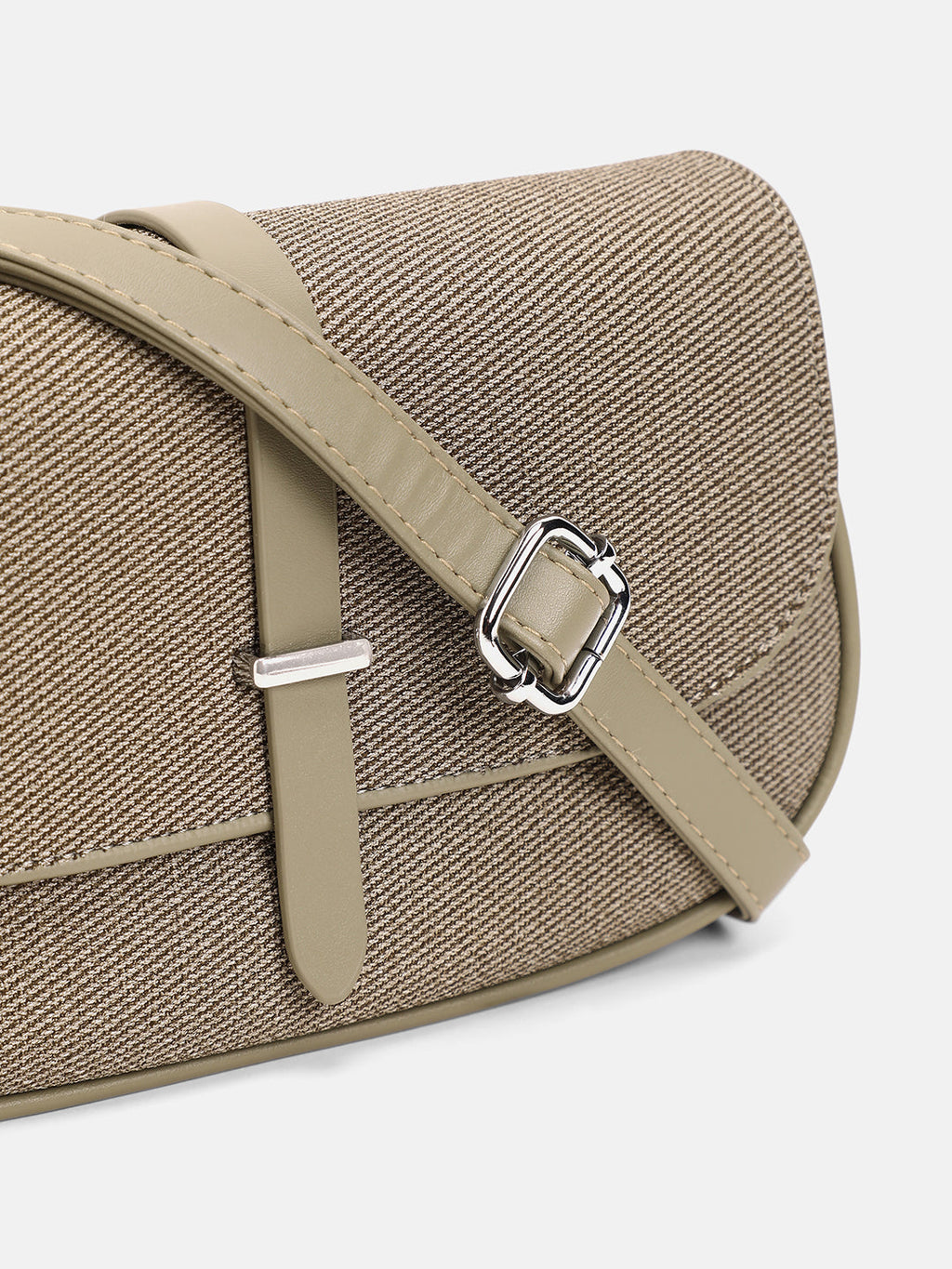 The Ribbed-Structured Sling Bag With Pouch - Olive Green