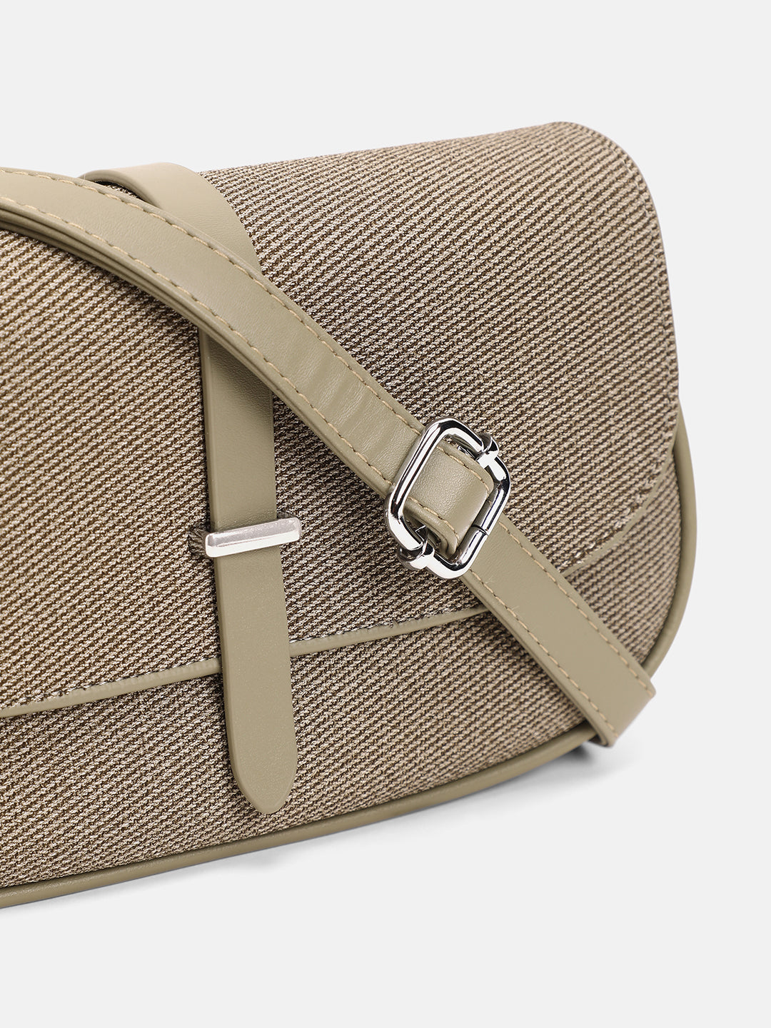 The Ribbed-Structured Sling Bag With Pouch - Olive Green