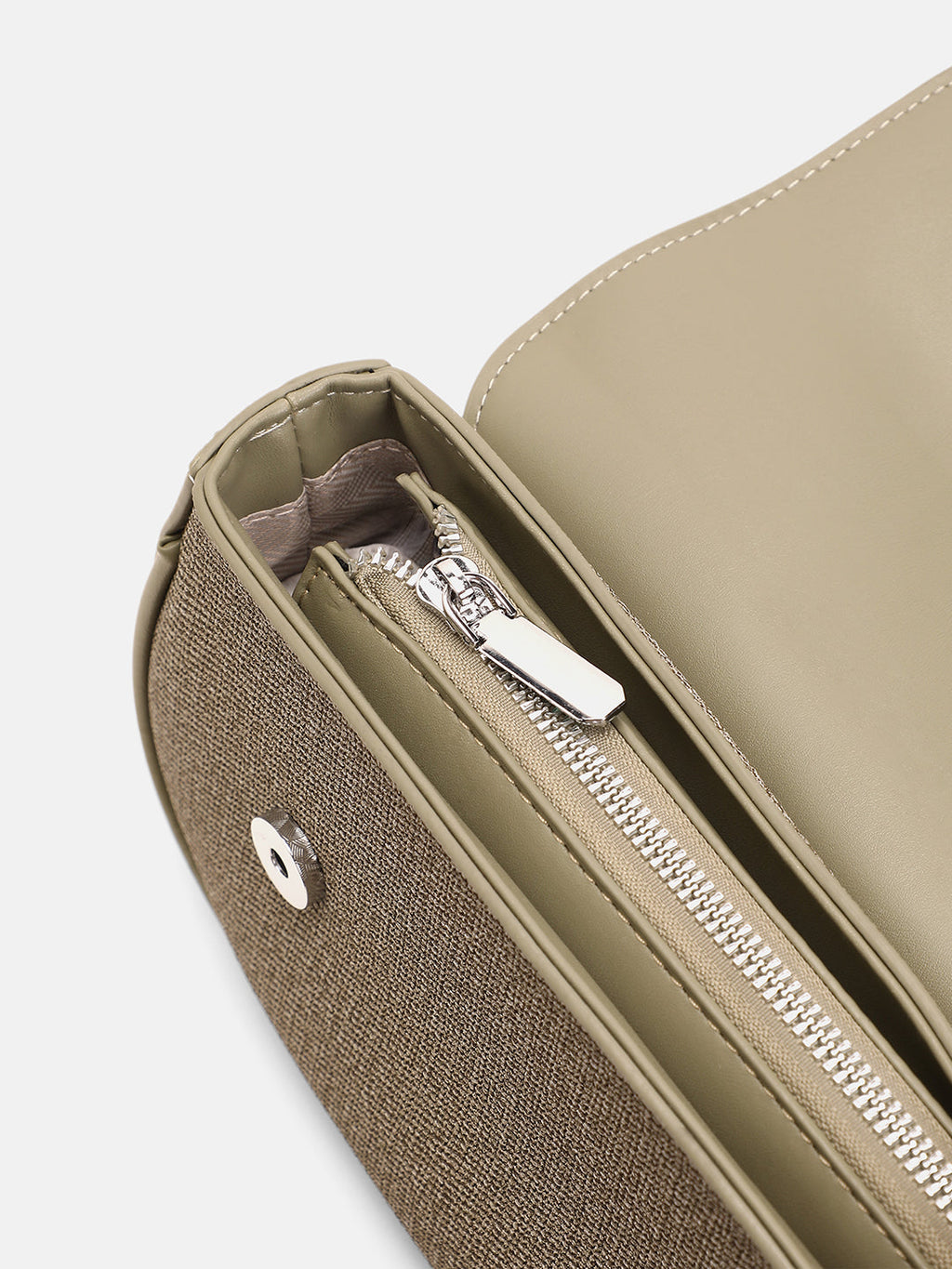 The Ribbed-Structured Sling Bag With Pouch - Olive Green