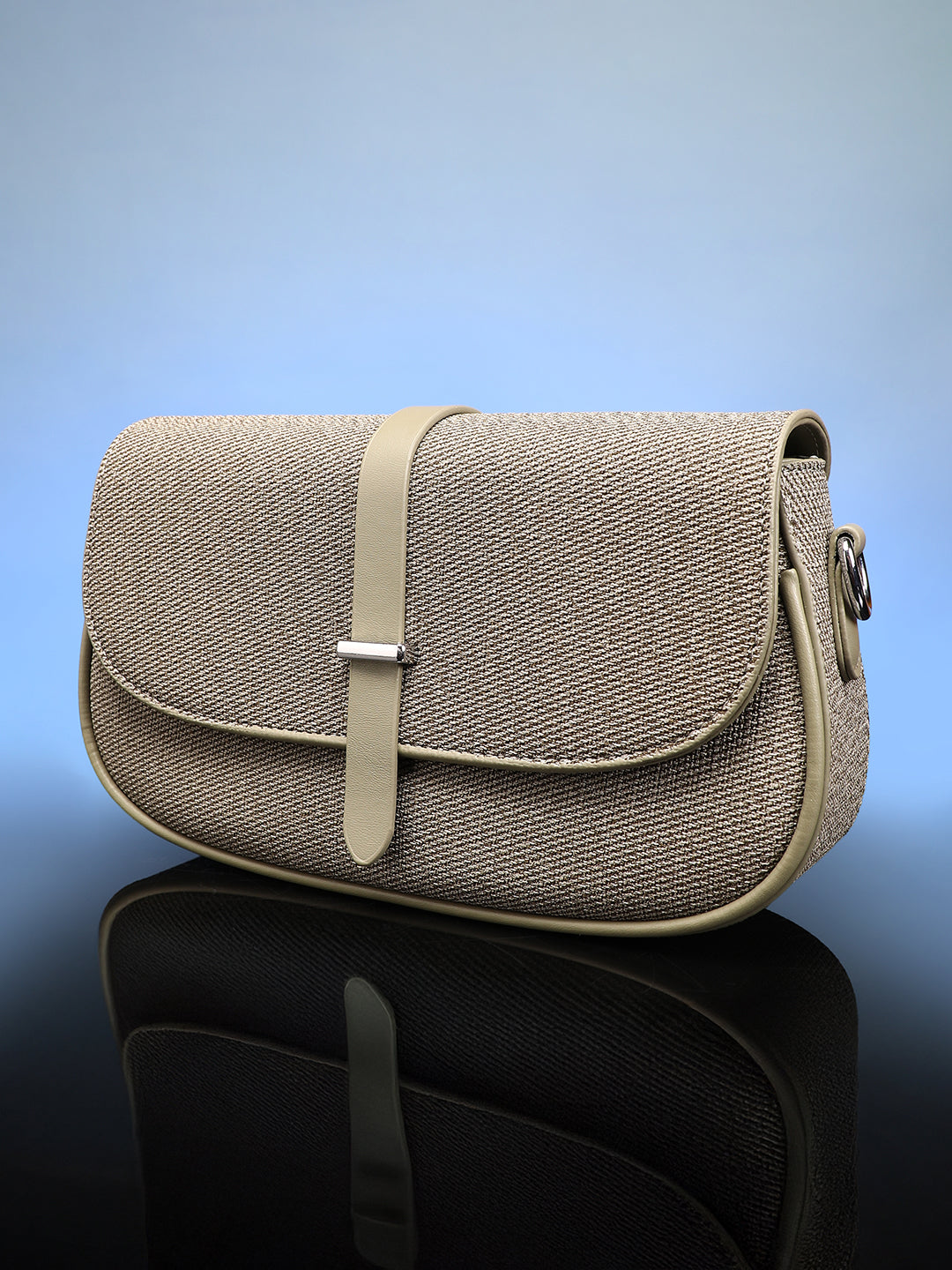 The Ribbed-Structured Sling Bag With Pouch - Olive Green