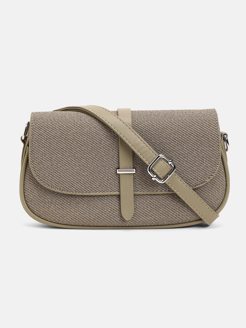 The Ribbed-Structured Sling Bag With Pouch - Olive Green