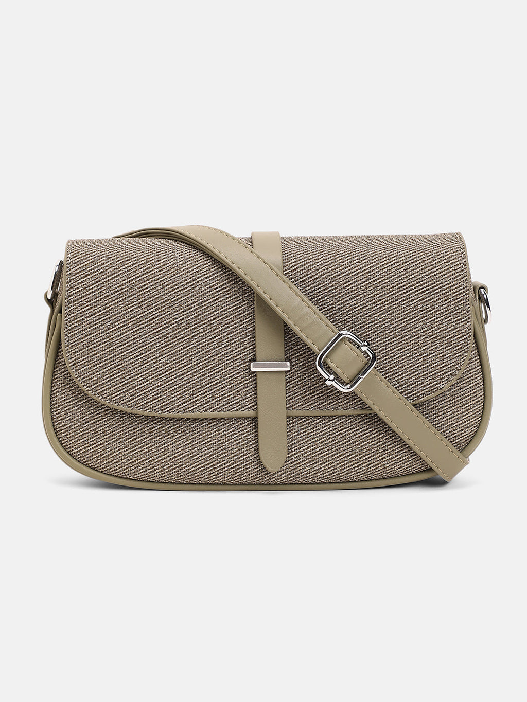 The Ribbed-Structured Sling Bag With Pouch - Olive Green