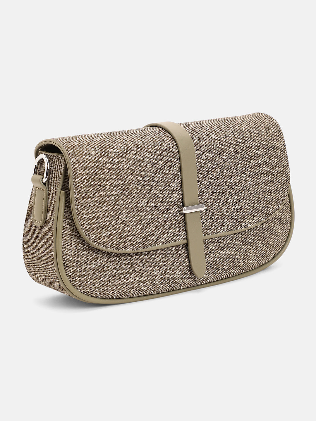The Ribbed-Structured Sling Bag With Pouch - Olive Green