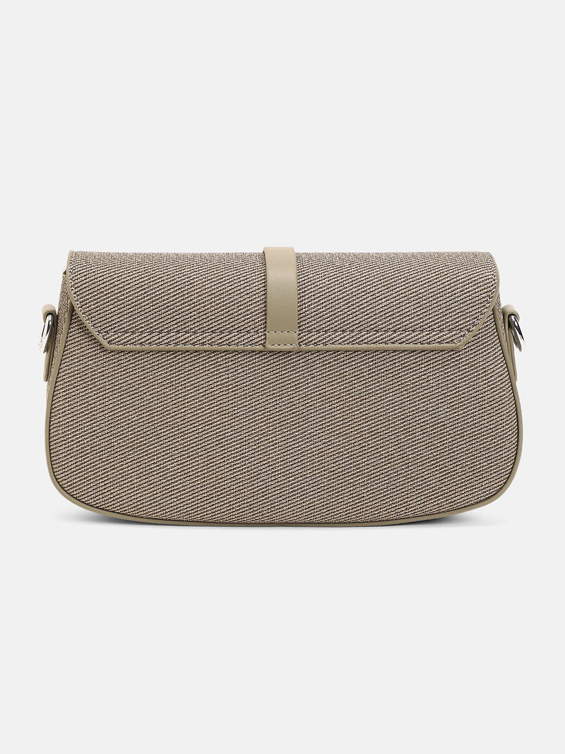 The Ribbed-Structured Sling Bag With Pouch - Olive Green