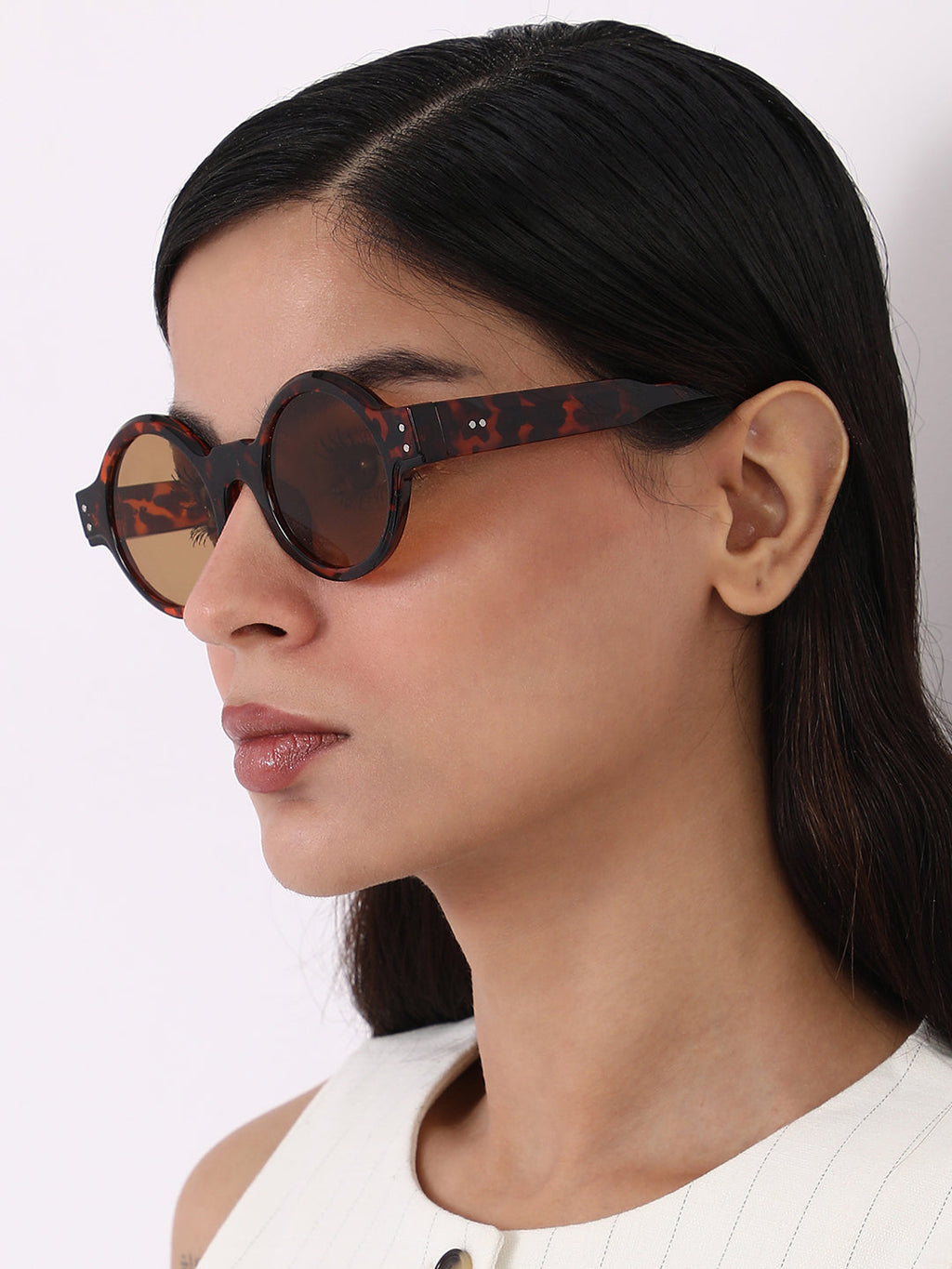 The Scholar Round Sunglass - Coffee Brown