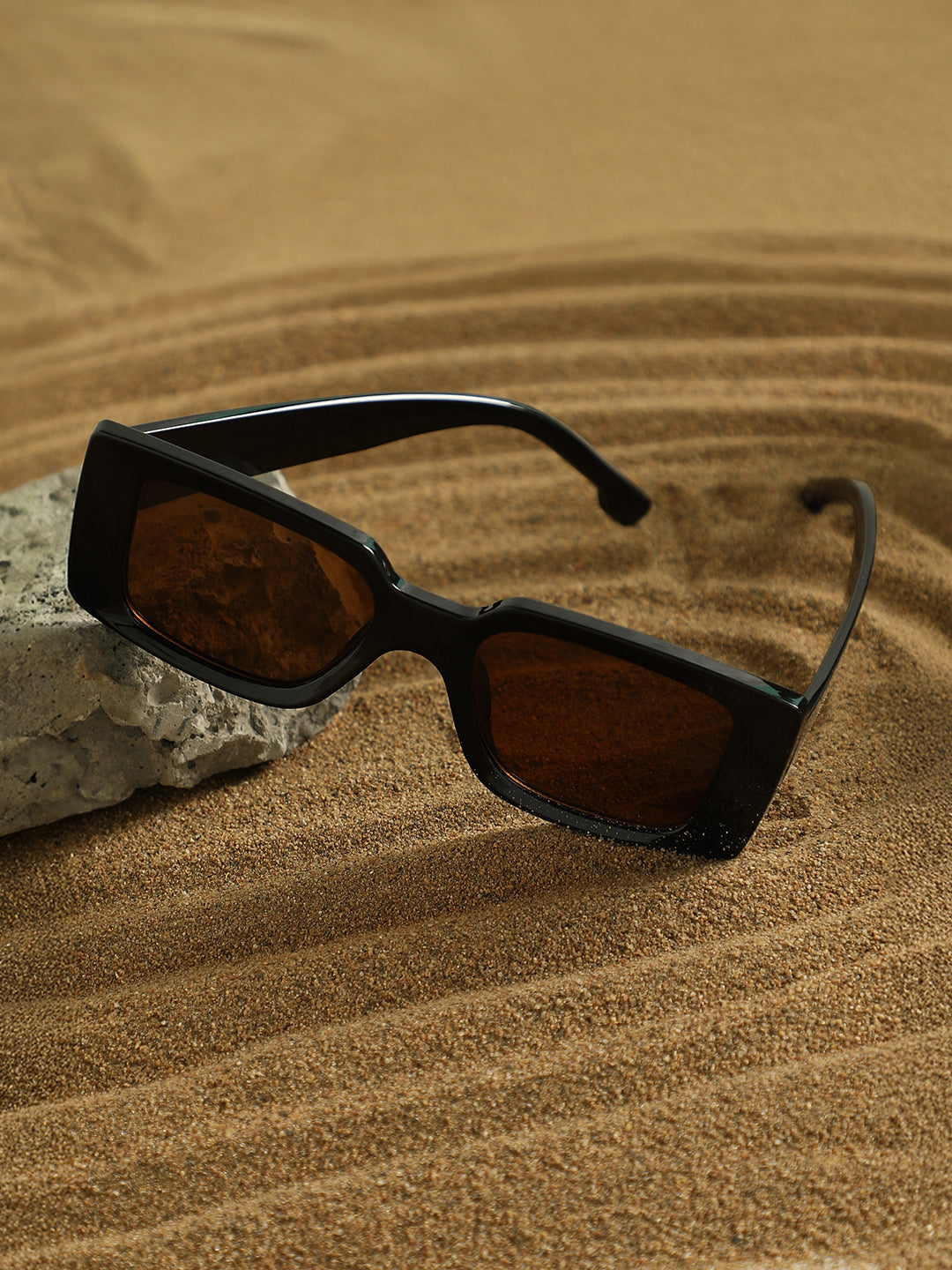 The Chunky-Retro Rectangular Sunglass - Onyx Black