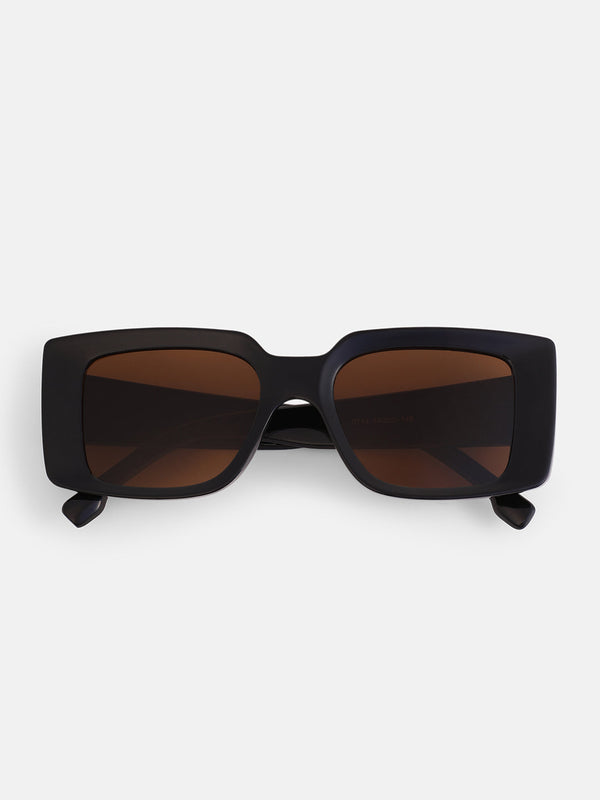 The Chunky-Retro Rectangular Sunglass - Onyx Black