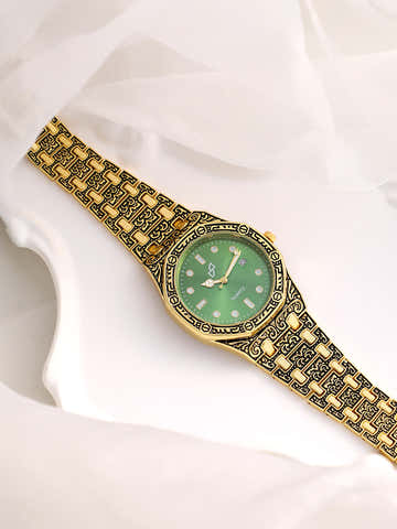 The Grecian Embossed Round Watch - California Gold