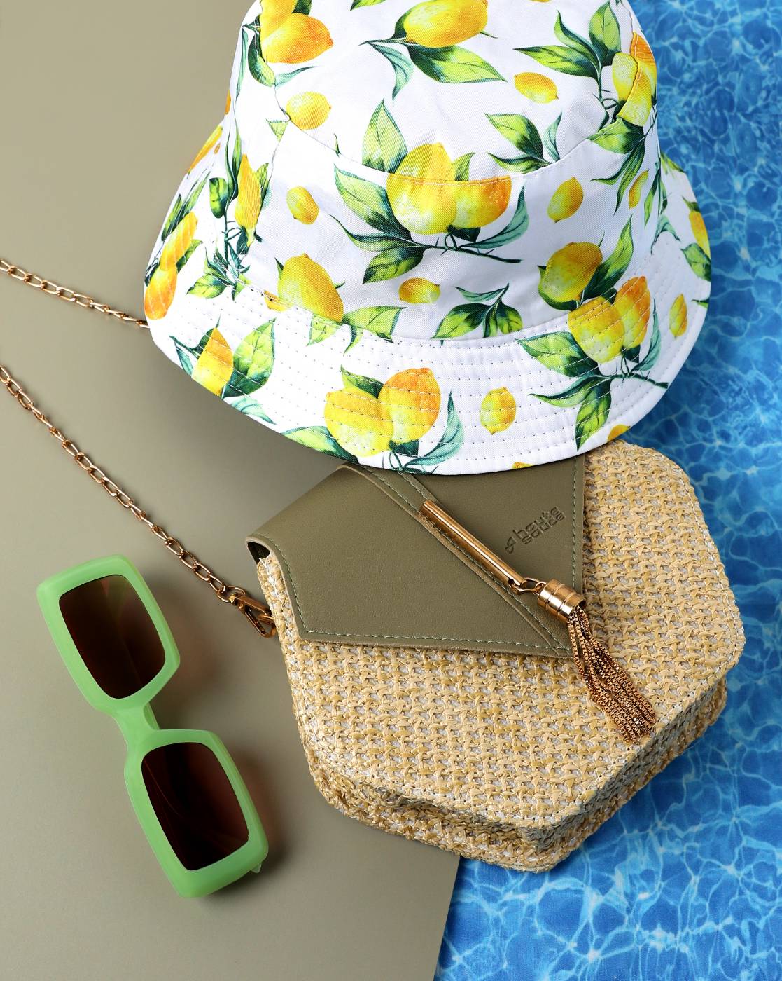 Structured Slinkg Bag With Bucket Hat & Sunglass