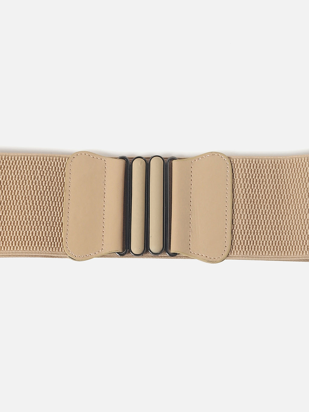 BEIGE TEXTURED STRETCH WAIST BELT