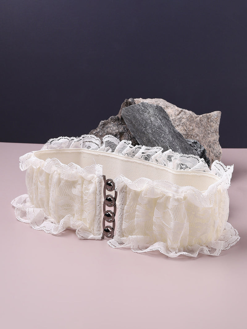 White Lace Stretch Waist Belt