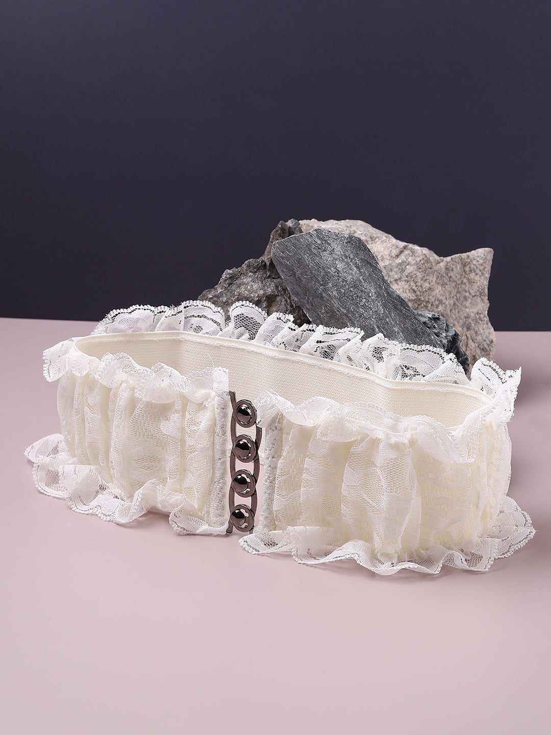 White Lace Stretch Waist Belt