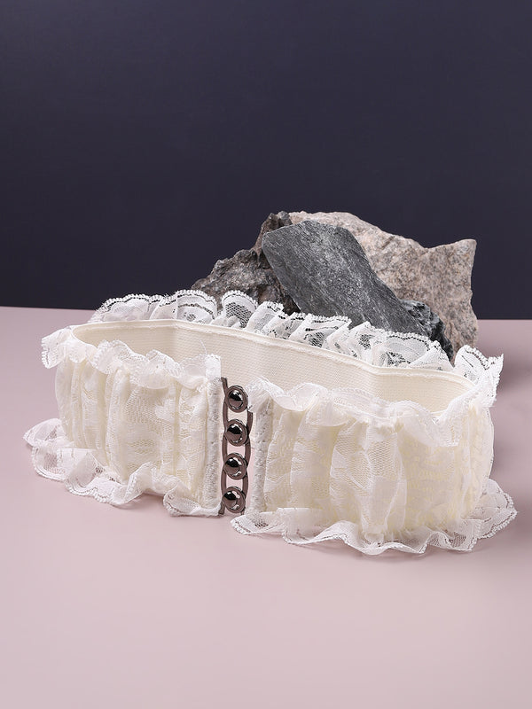 White Lace Stretch Waist Belt