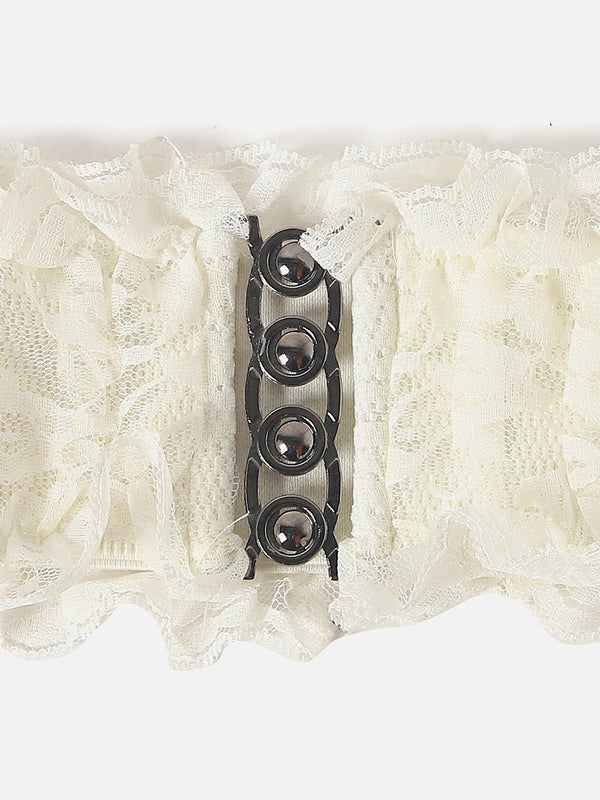 WHITE LACE STRETCH WAIST BELT