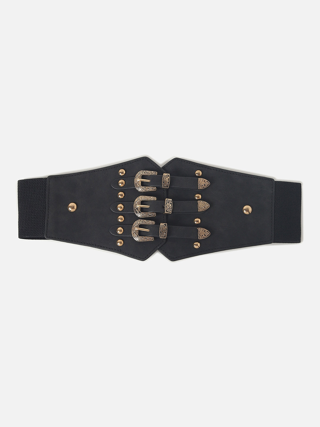 Black Textured Stretch Waist Belt