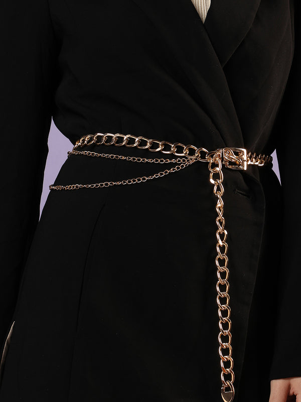 Gold Chain Solid Waist Belt