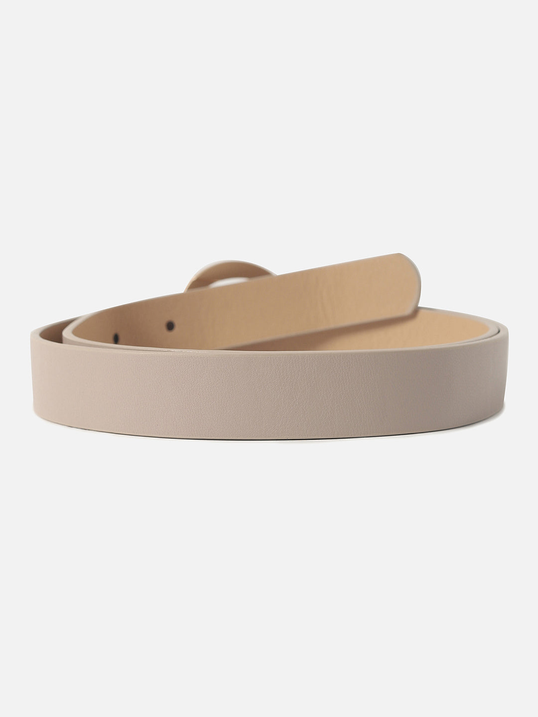 Beige Solid Buckle Belt