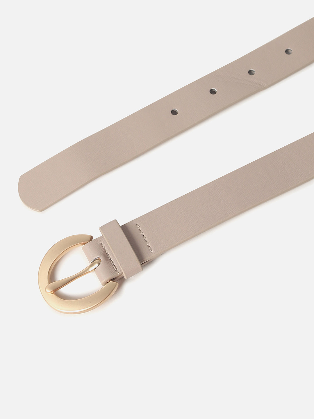 Beige Solid Buckle Belt