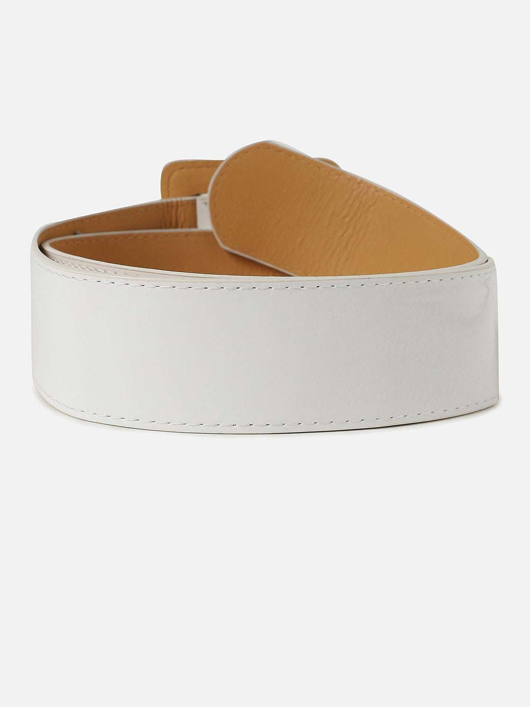 White Solid Buckle Belt