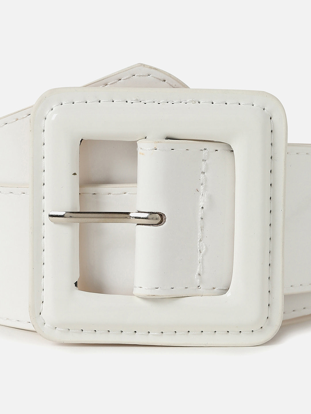 WHITE SOLID BUCKLE BELT