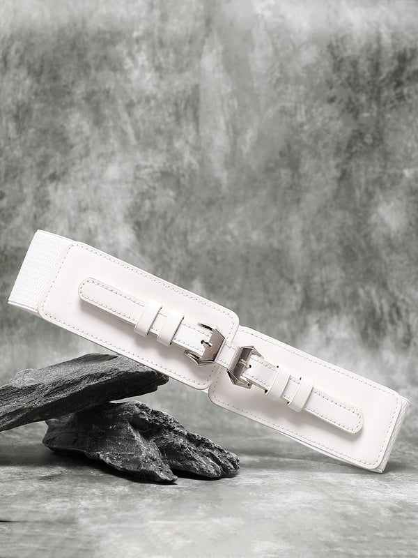 White Solid Waist Belt