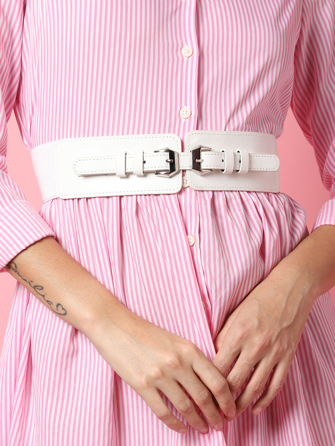 White Solid Waist Belt