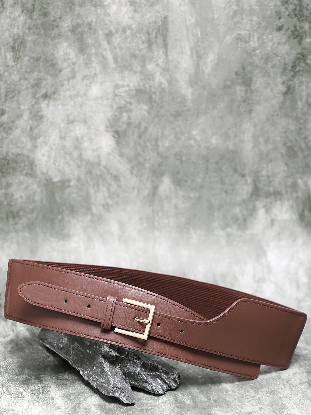 Brown Solid Waist Belt