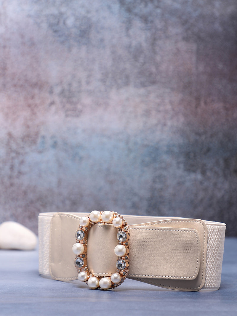 White Solid Waist Belt
