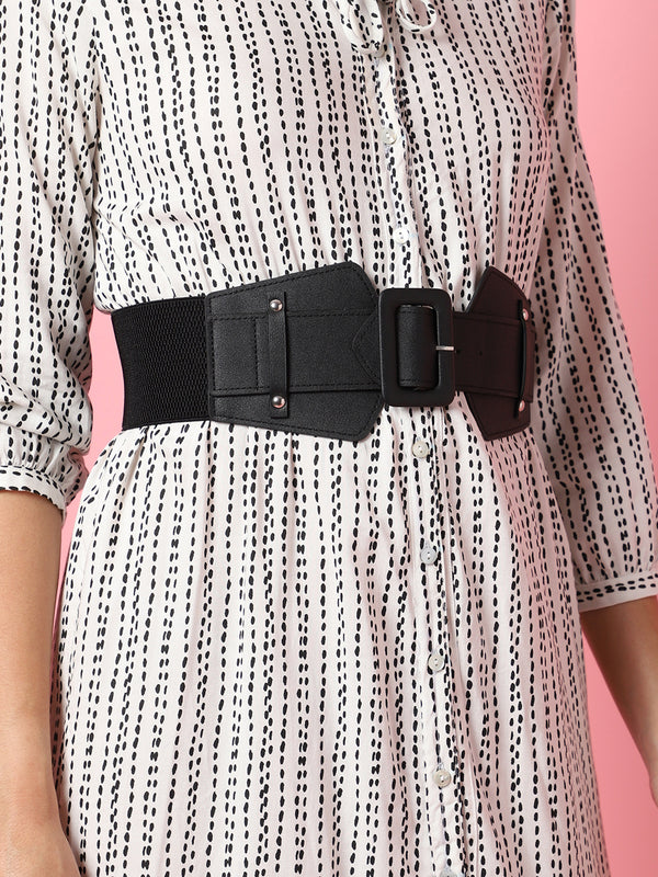 Black Solid Waist Belt