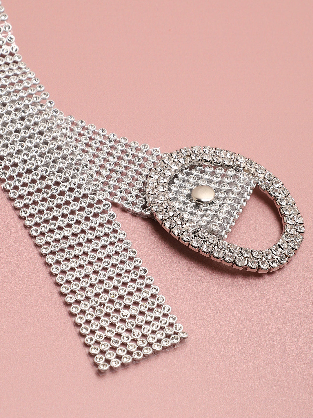 Silver Textured Waist Belt