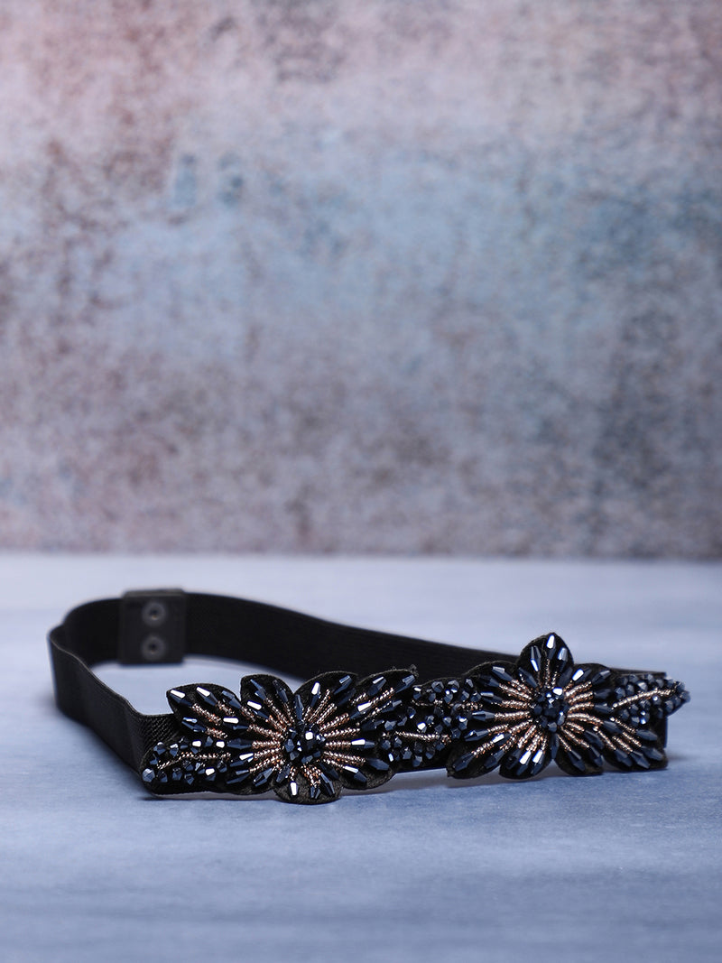 Black Textured Waist Belt
