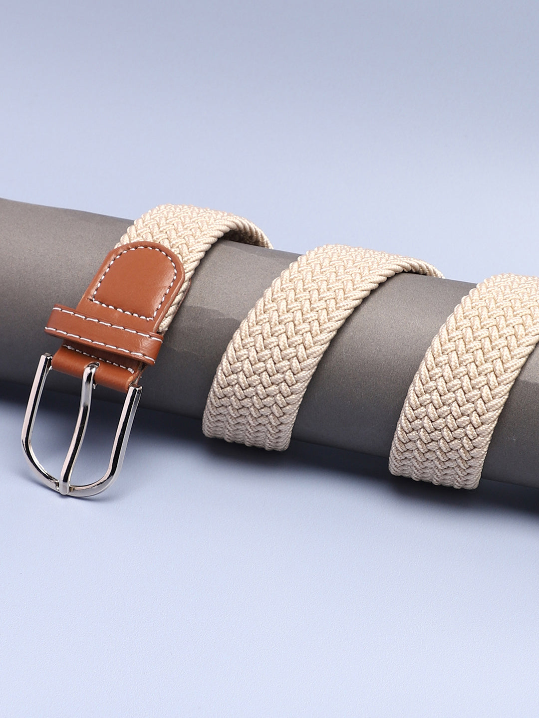Beige Textured Waist Belt
