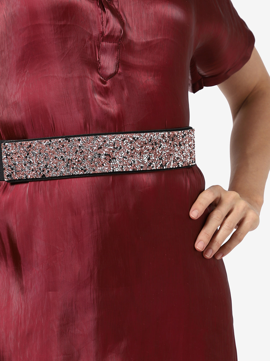 Pink Textured Waist Belt