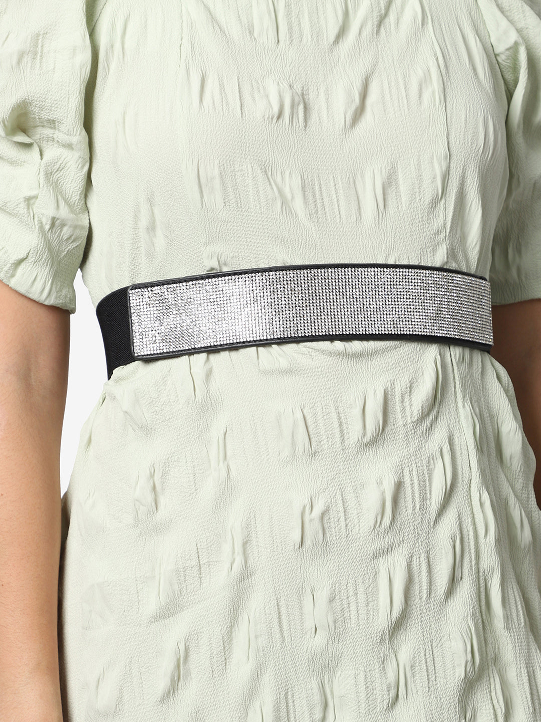 Silver Textured Waist Belt