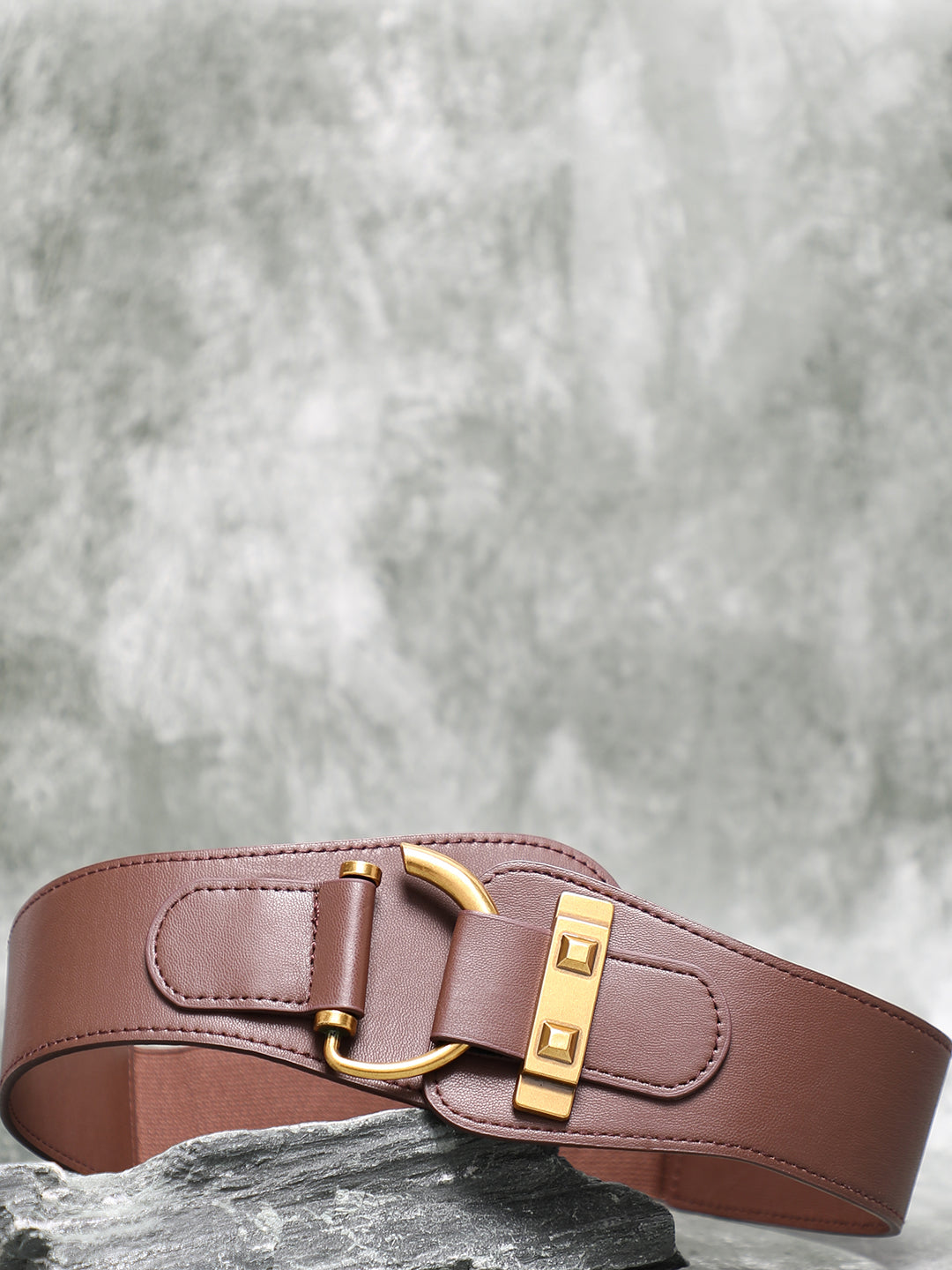 Brown Solid Waist Belt