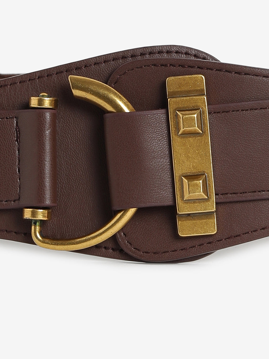 Brown Solid Waist Belt