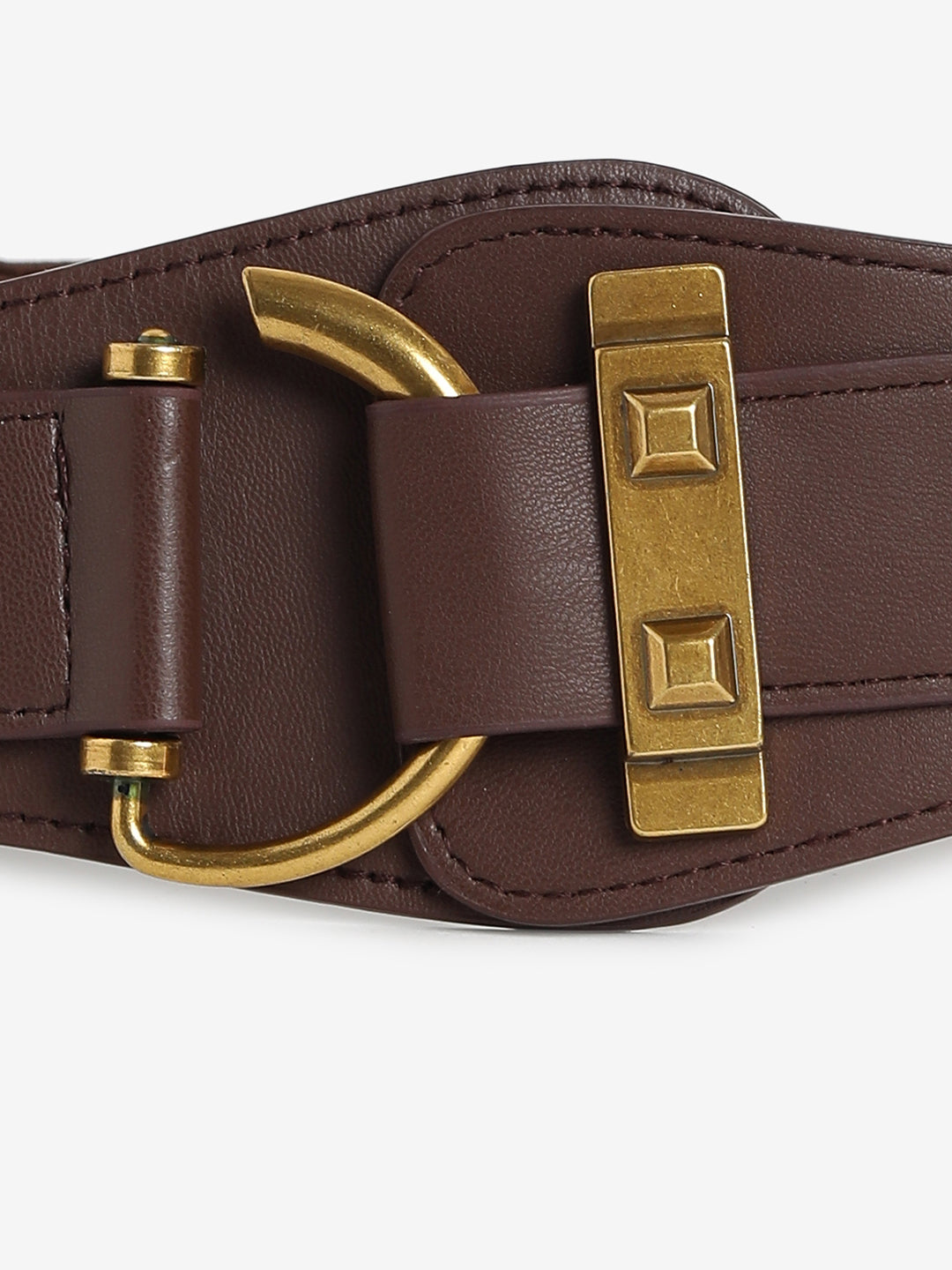 Brown Solid Waist Belt