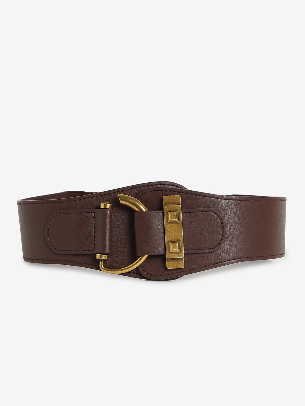 Brown Solid Waist Belt