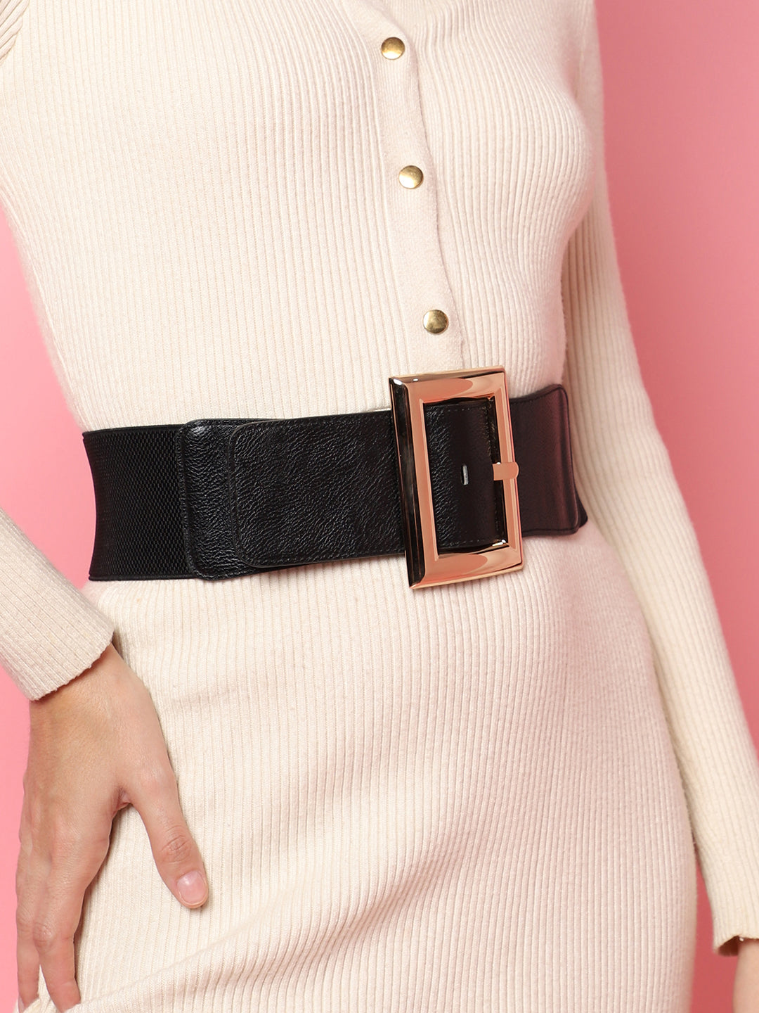 Black Solid Waist Belt