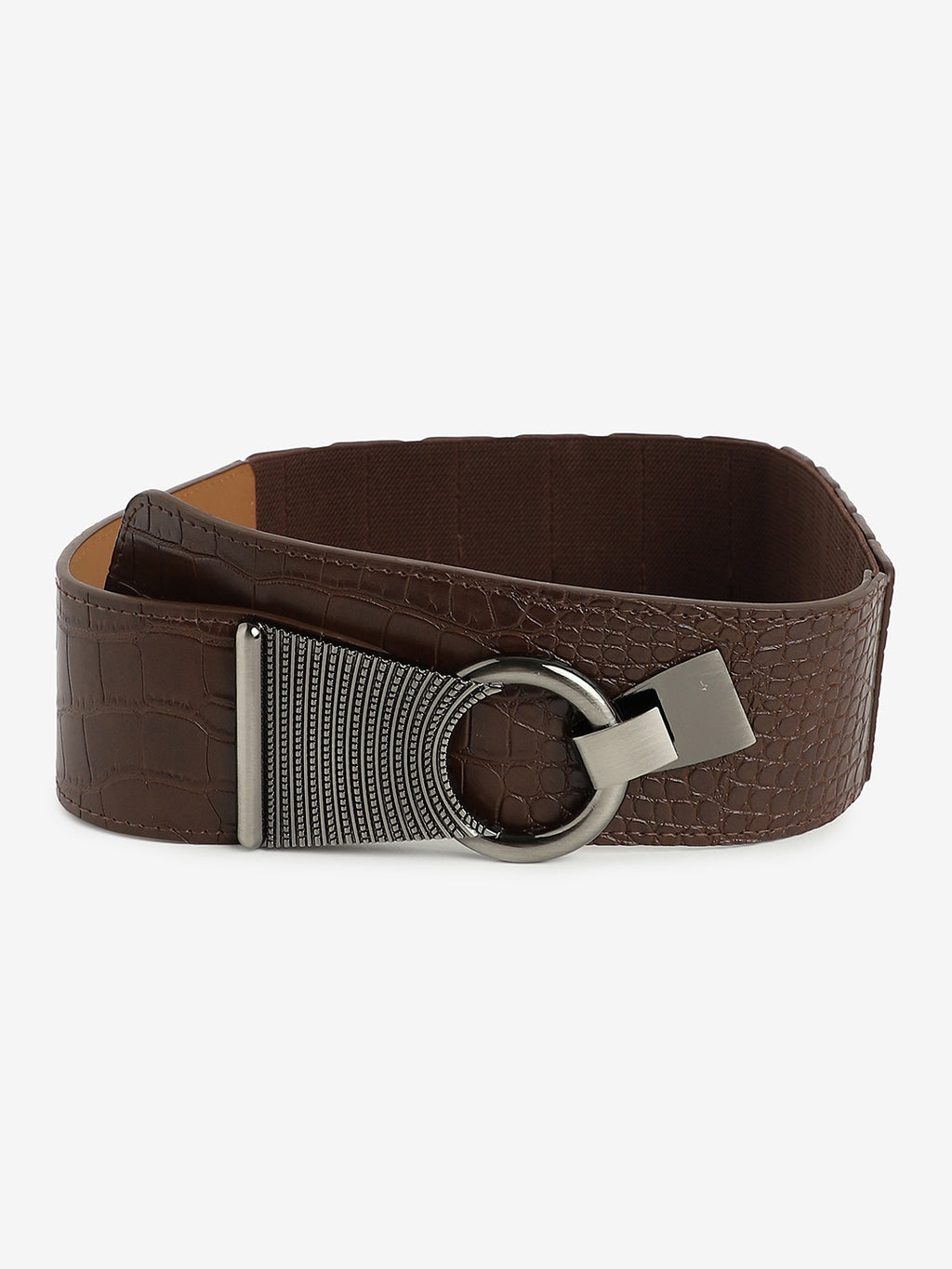 Brown Solid Waist Belt
