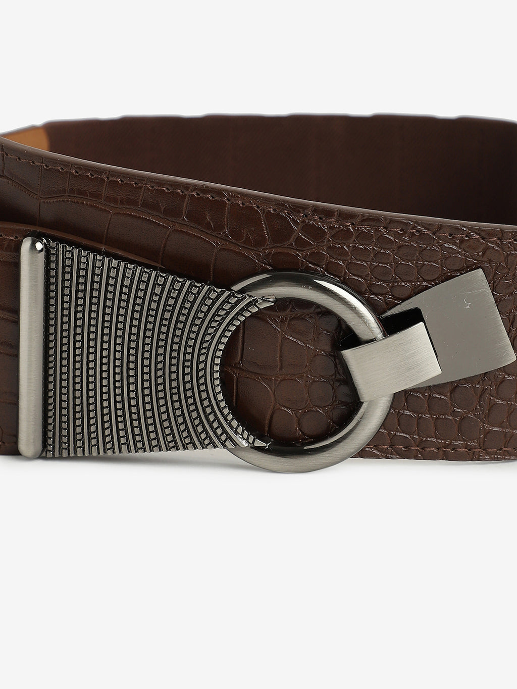Brown Solid Waist Belt