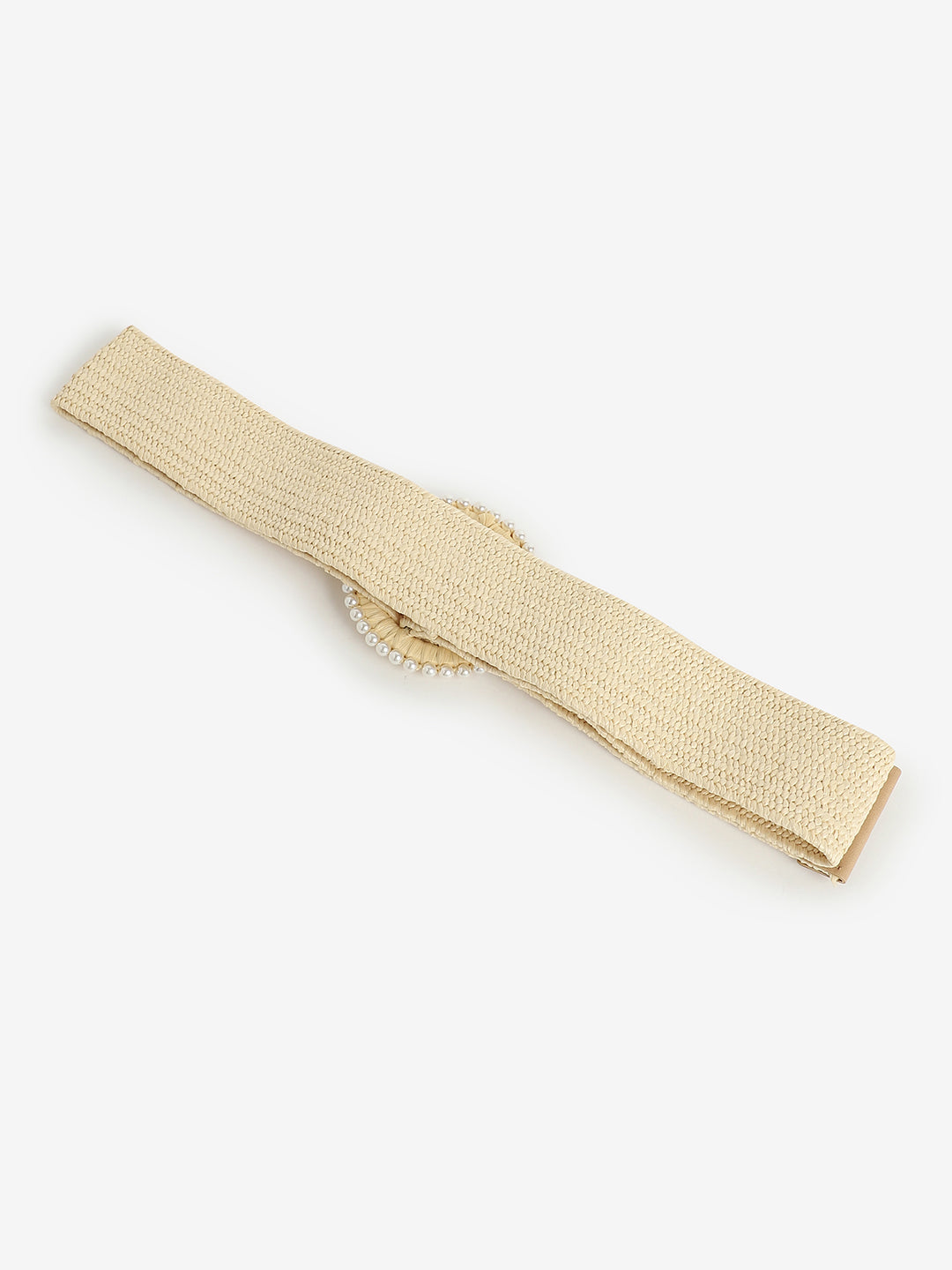 Cream Textured Waist Belt