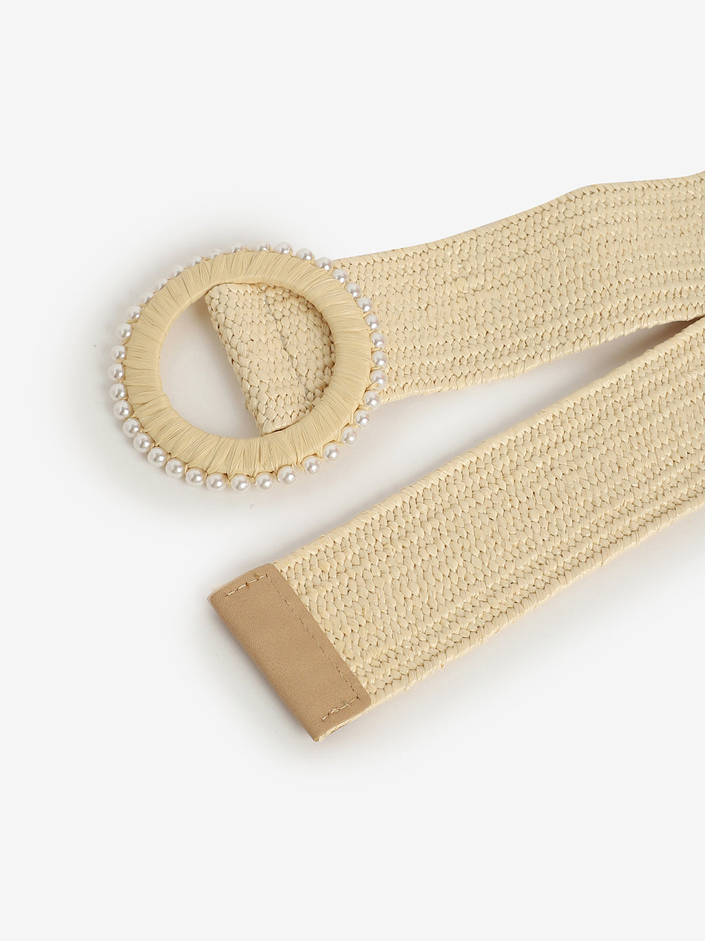 WOMEN CREAM TEXTURED WAIST BELT