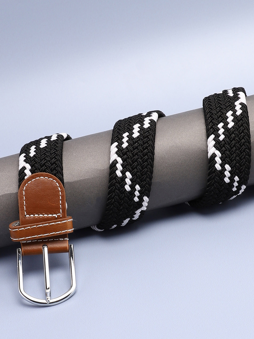 Black & White Textured Waist Belt