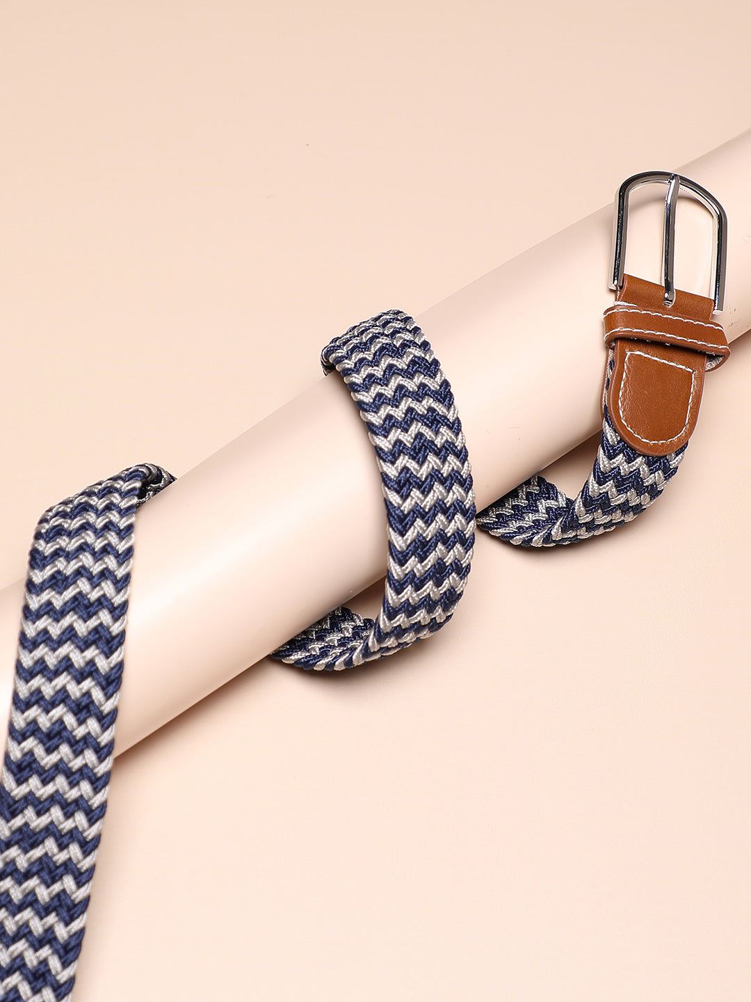 Blue & White Textured Waist Belt
