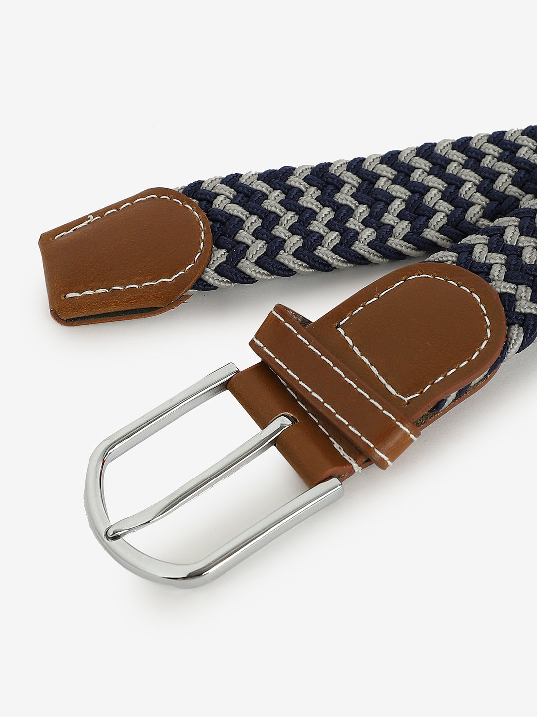 Blue & White Textured Waist Belt