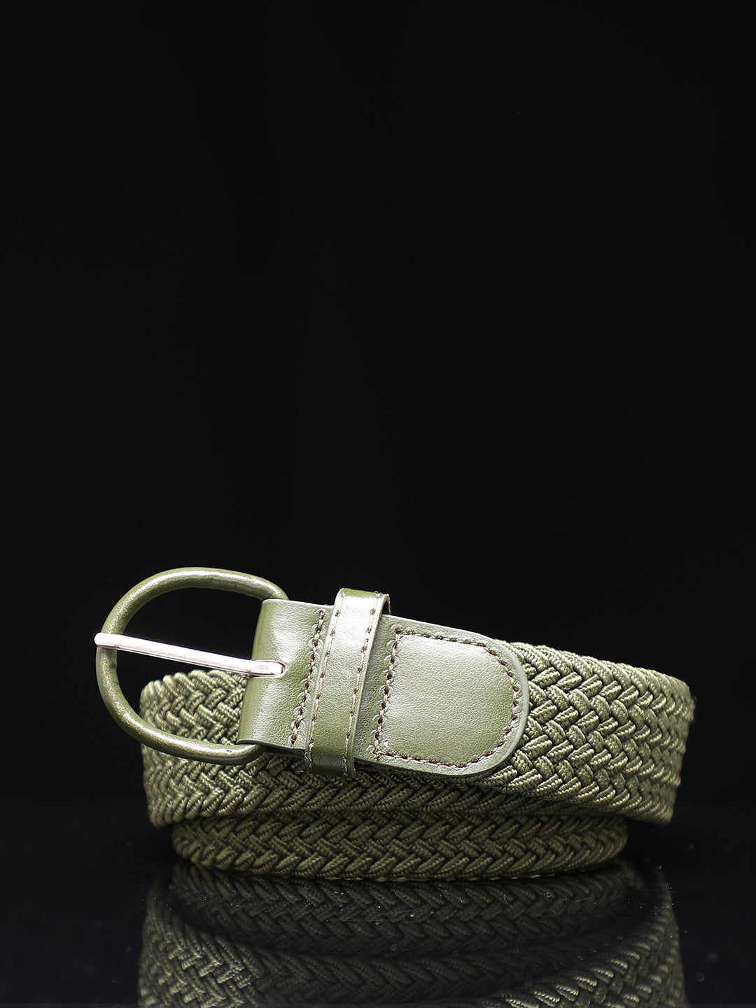 Olive Green Textured Waist Belt